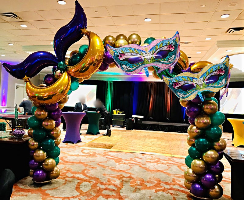 LUCKKYY Mardi Gras Balloon Garland Kit 108 PCS Purple Green Gold Balloons Mask Sign Foil Balloons for Mardi Gras Masquerade New Orleans Party - Image 4
